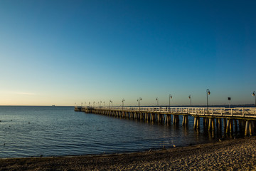 Fototapeta na wymiar Baltic pier in Gdynia Orlowo at sunny day, Pomorze, Poland