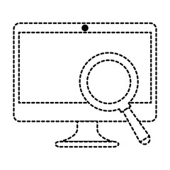 computer display with magnifying glass