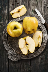 Yellow apples lobe, top view