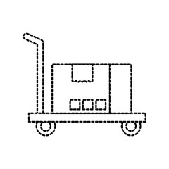 hand truck with cardboard box storage