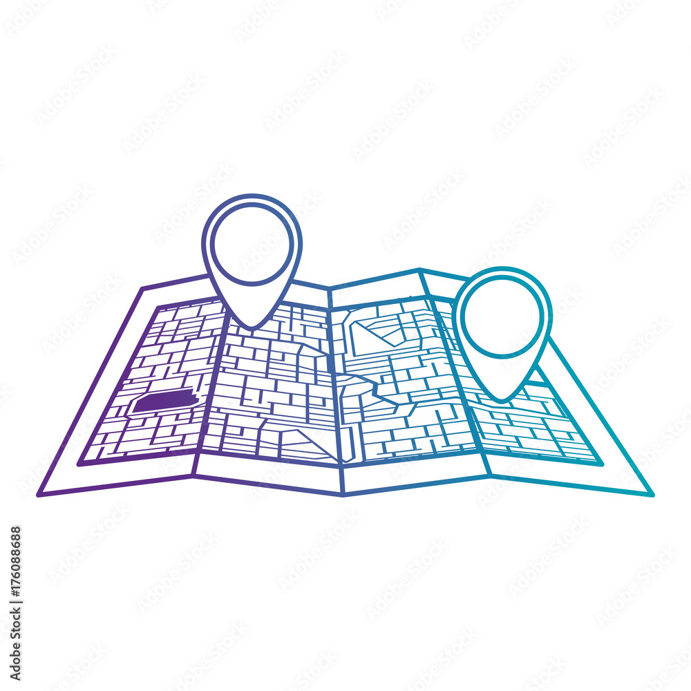 Poster paper map with pointer location isolated icon