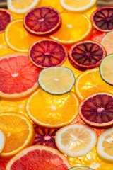 mixed citrus fruits, close-up