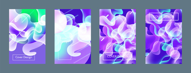 Liquid color covers set. Fluid shapes composition. Futuristic design posters. Eps10 vector.