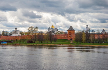 cloudy day in the ancient Russian city of Veliky Novgorod