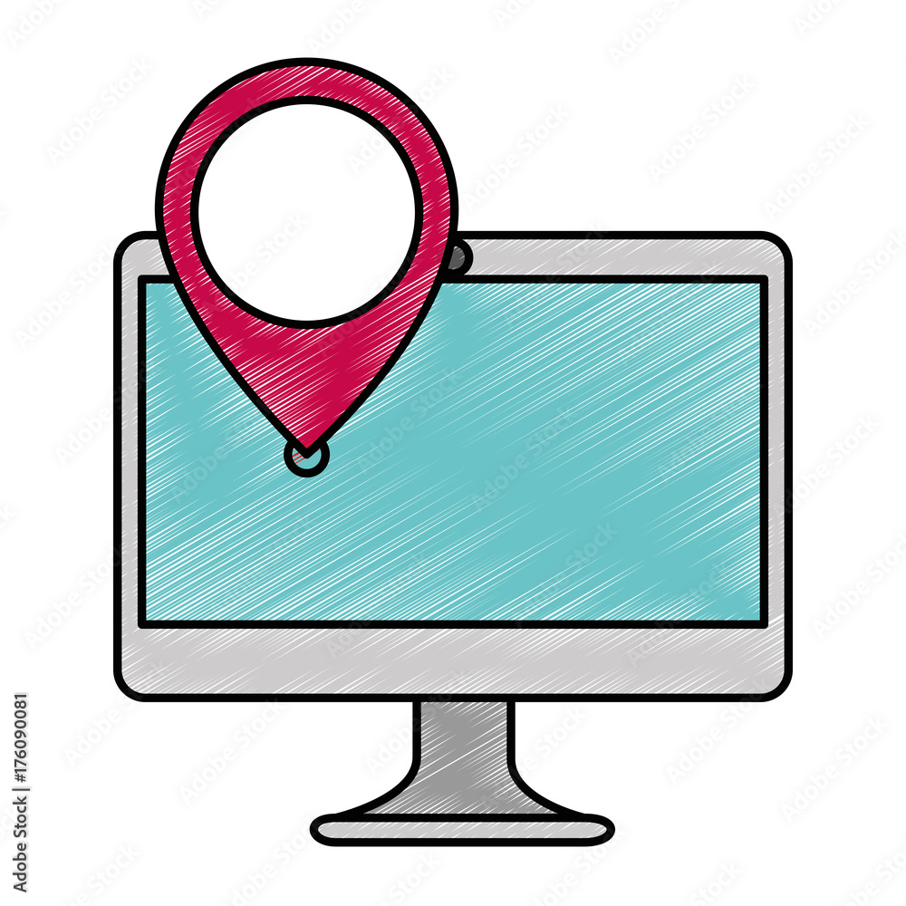 Poster computer with pointer location isolated icon
