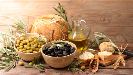 olive,bread and olive oil