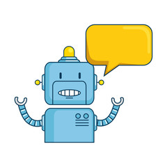 electronic robot with speech bubble character