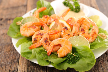 fried shrimp with salad