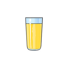Vector cartoon glass cup of lemon fresh fruit juice. Isolated illustration on a white background. Soft drink, refreshing lemonade beverage image.