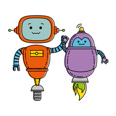 electronic robots characters icon