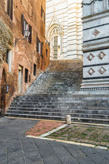 Fototapeta na wymiar Stairs to the Siena Cathedral