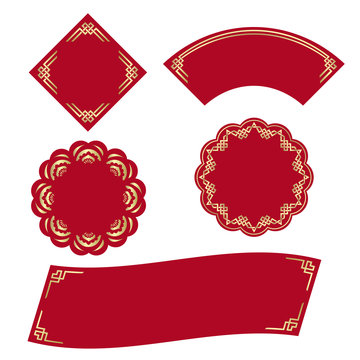 Gold frame and red background banner for Chinese Festival and Event Celebrations vector design