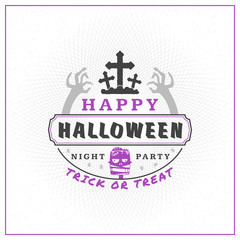 Happy Halloween Badge, sticker, label. Design element for greeting card or party flyer. Vector illustration