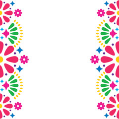 Mexican folk vector wedding or party invitation, greeting card, colorful frame design with flowers and abstract shapes - 176094433