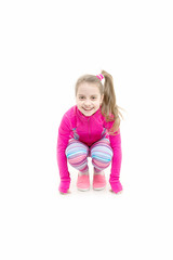 Child in pink sportswear.