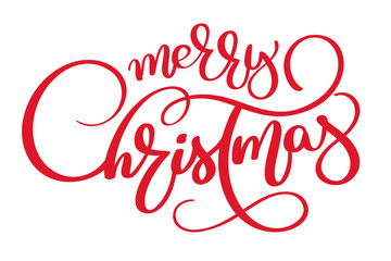 Fototapeta na wymiar Merry Christmas vector text Calligraphic Lettering design card template. Creative typography for xmas Holiday Greeting Gift Poster