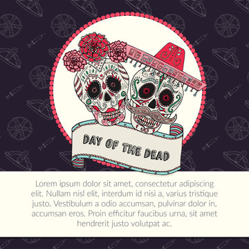 Sugar skull calavera Catrina vector illustration for Day of the Dead