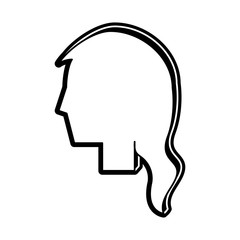 flat line monochromatic  pictogram  woman head  over  white background  vector ilustration