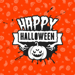 Happy Halloween greeting card. Typography design elements for greeting card or party flyer. Vector illustration