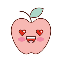 kawaii fresh fruit apple food market cartoon