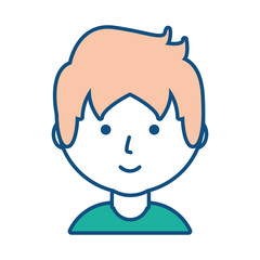 flat line  colored man   face over white  background  vector  illustration