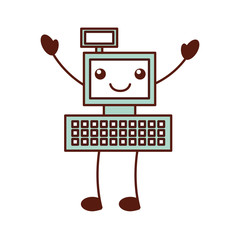 kawaii cash register machine keypad display cartoon