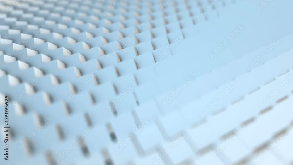 Poster a pleasant relaxing wave is rolled over an array of cubes. seamless loop.