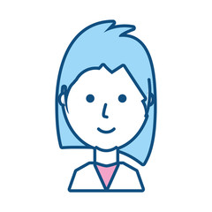 flat line   colored  woman face  over white background  vector illustration