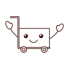 kawaii cart shopping empty supermarket cartoon