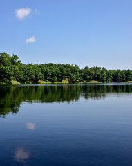 Obraz na płótnie Canvas blue sky reflection in water lake