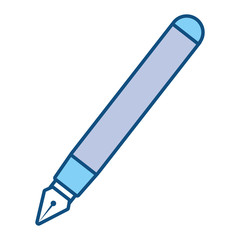 flat line colored  writing pen over white bacground vector illustration