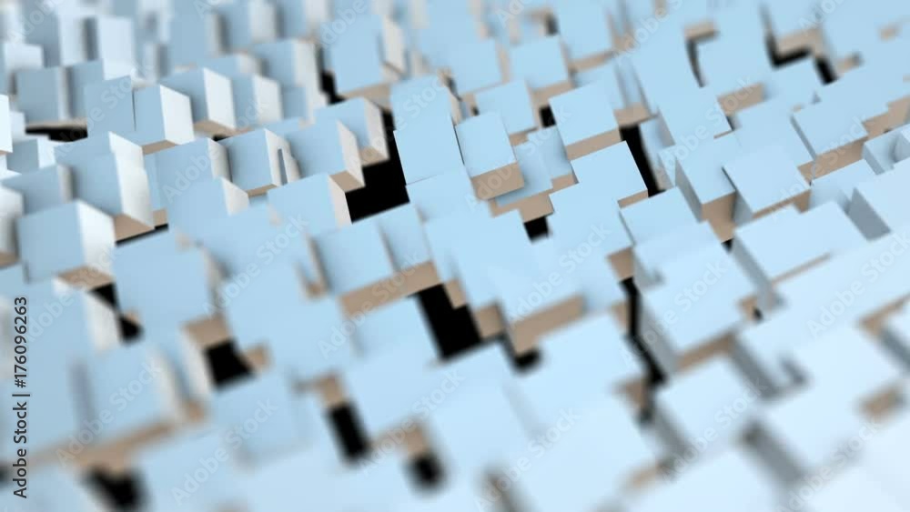 Poster strength spills rows of cubes and collects them back. seamless loop.