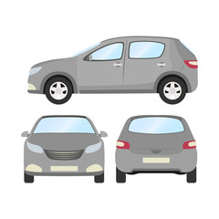 Fototapeta na wymiar Car vector template on white background. Business hatchback isolated. grey hatchback flat style. front side back view