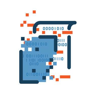 Data Loss Icon. Information Concept. Pixelated Binary Data Loss From Files Technology Concept Illustration Isolated Vector. Transparent