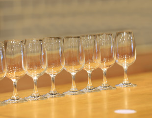 The neatly arranged glasses