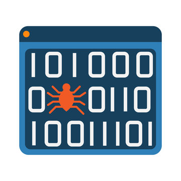 Software bug error virus in program binary code abstract icon. Software development and debugging concept illustration isolated vector. Transparent