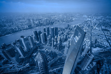 panorama view of shanghai lujiazui financial center