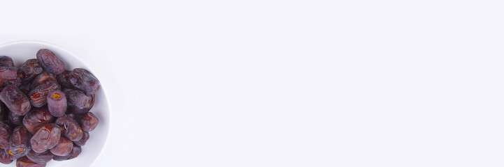 Close up concept of dried Dates and Dates concentrate on isolated white background.