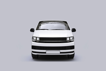 White Van Mockup on bright Ground for vehicle signage