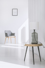 Room with minimalistic interior design