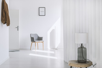 White tube wall in hall
