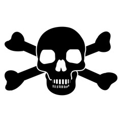 Skull with  Crossbones Icon Symbol Design. Vector illustration of skull isolated on white background. Halloween graphic.