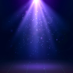 Blue spotlights. Scene. Disco. Light Effects. Vector