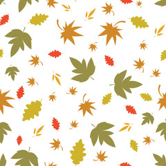 Fototapeta na wymiar Autumn seamless pattern with leaf, autumn leaf background. Abstract leaf texture. Cute backdrop. Leaf fall. Colorful leaves. Autumn background. The elegant the template for fashion prints. Vector.