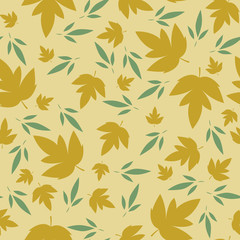 Autumn seamless pattern with leaf, autumn leaf background. Abstract leaf texture. Cute backdrop. Leaf fall. Colorful leaves. Autumn background. The elegant the template for fashion prints. Vector.