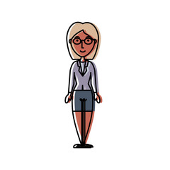  colored  woman with glasses  over white background  vector illustration