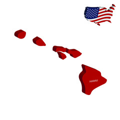USA map Hawaii 3D vector