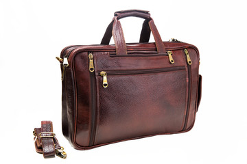 Leather bag three in one style briefcase,backpack,and  messenger style made from high quality leather for executives. Available with clipping path