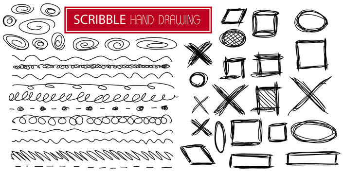 hand drawn scribble symbols isolated on white - SET4