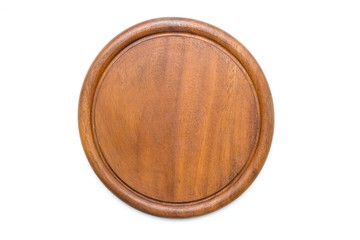 Circle wood plate isolated on white background